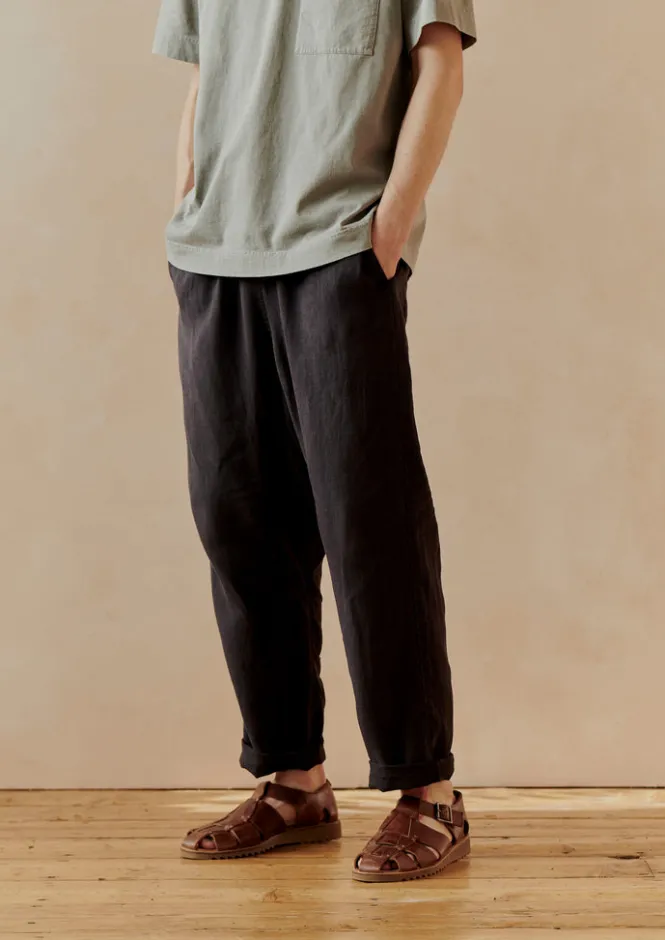 Trousers-TOAST Alfie Garment Dyed Linen Trousers Slate