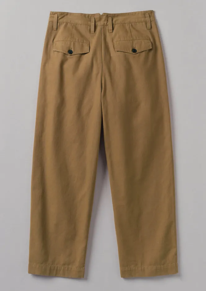 Trousers-TOAST Bill Cotton Wide Leg Trousers Acorn