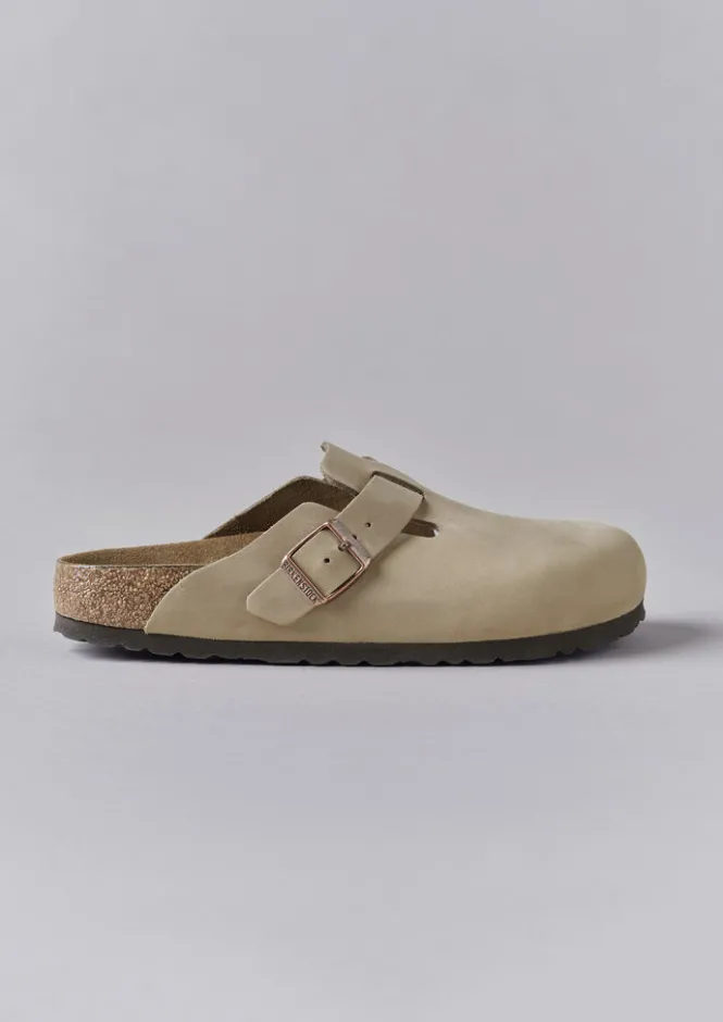 Shoes-TOAST Birkenstock Boston Oiled Leather Clogs Taupe