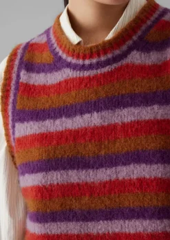 Knitwear-TOAST Brushed Alpaca Blend Stripe Tank AmethystMulti