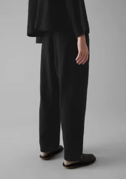 Linen|Loungewear-TOAST Brushed Cotton Linen Herringbone Trousers Slate
