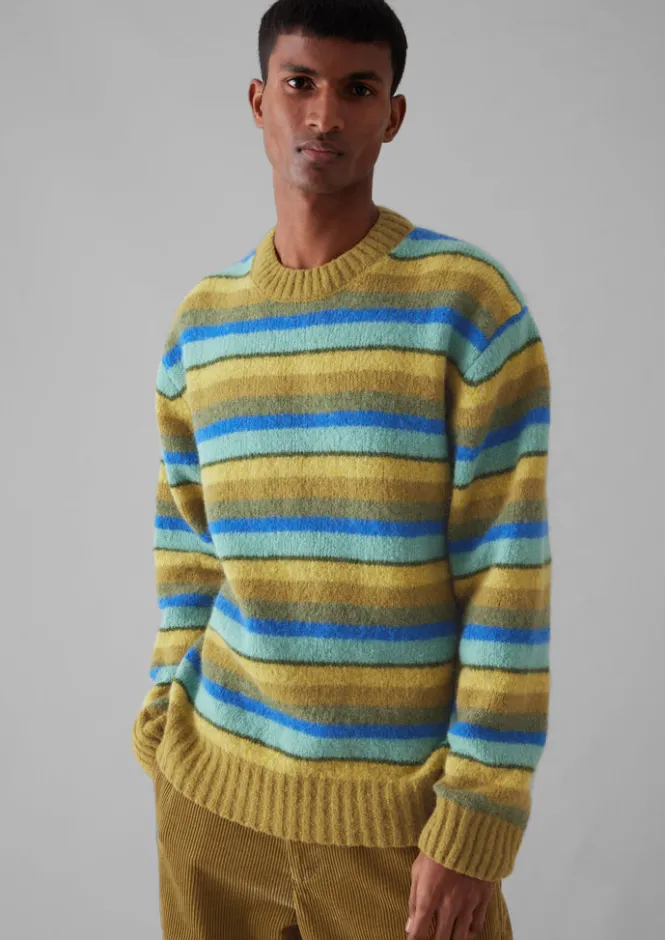 Knitwear-TOAST Brushed Stripe Sweater MustardMulti