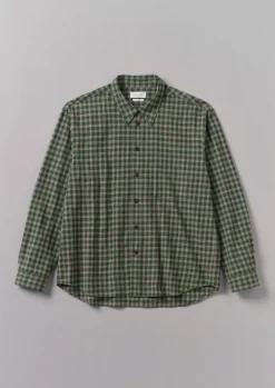 Shirts-TOAST Check Cotton Wool Shirt Grey/Green