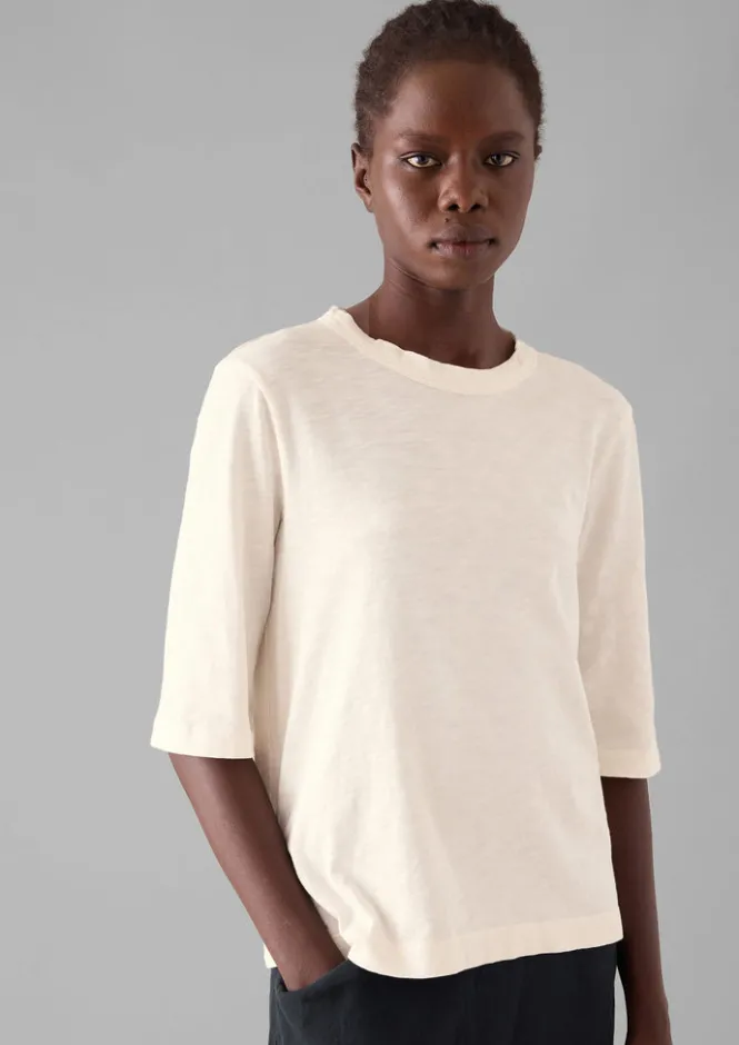 Jersey|Tops & Tees-TOAST Cleo Garment Dyed Organic Cotton Tee Chalk