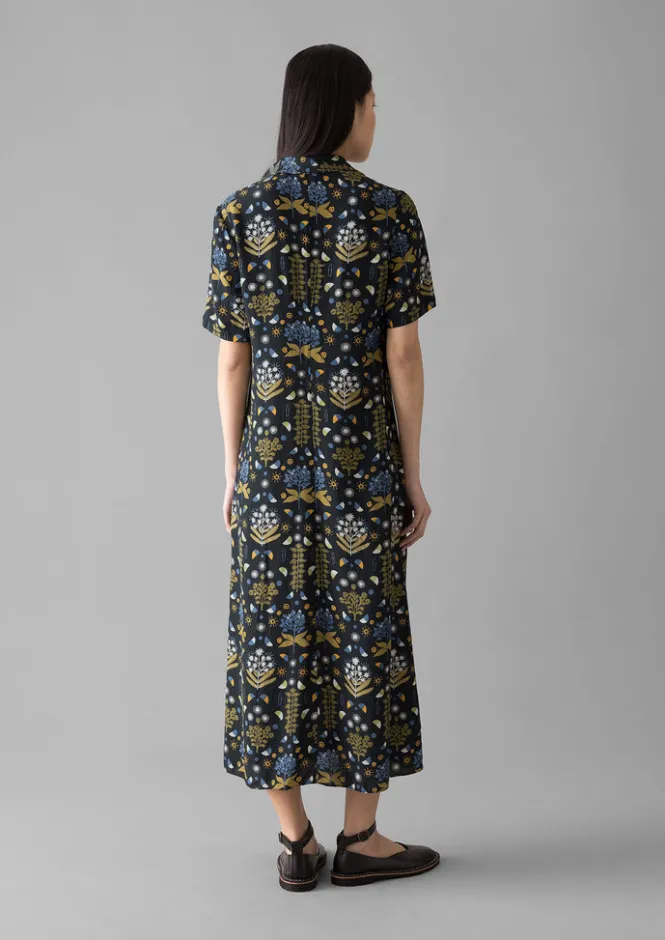 Dresses-TOAST Collector Print Fluid Shirt Dress OilGreen