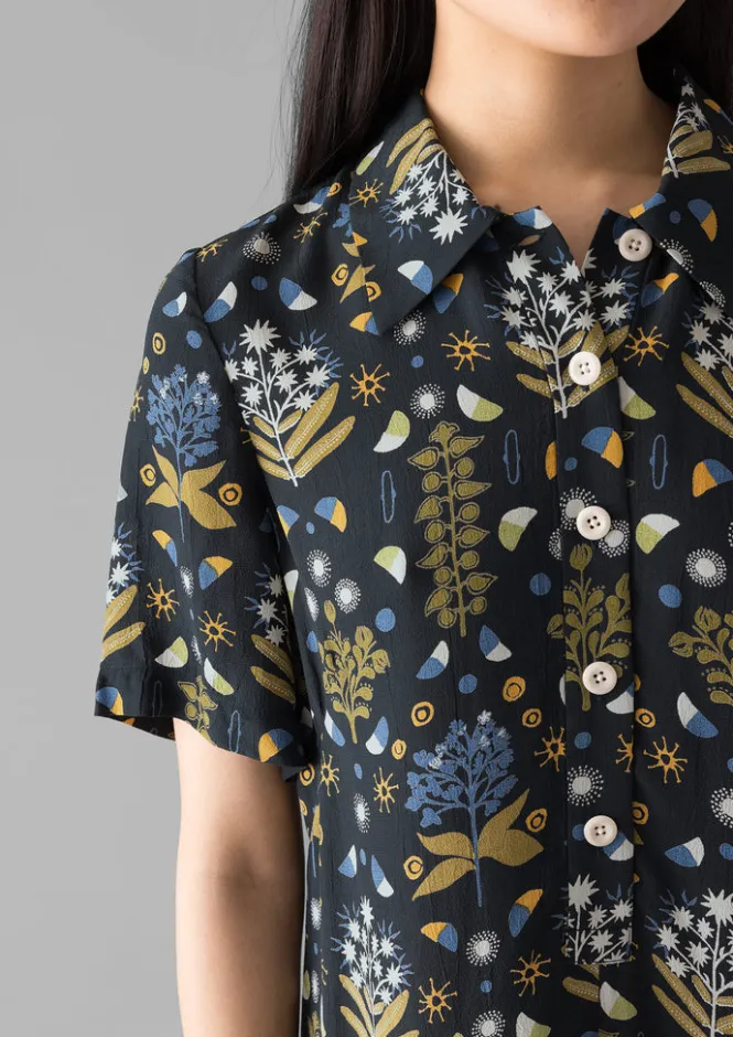 Dresses-TOAST Collector Print Fluid Shirt Dress OilGreen