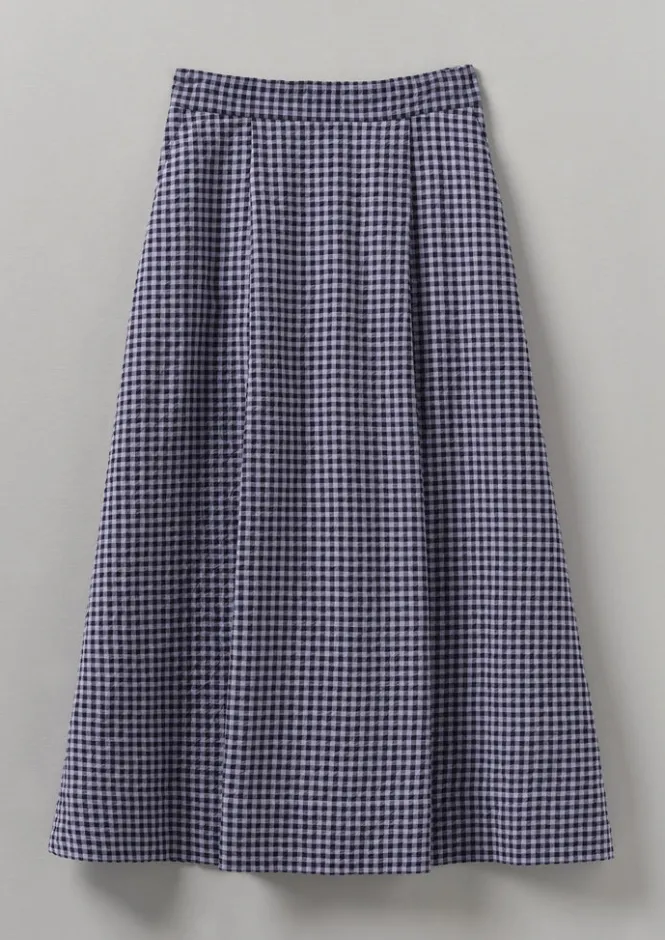 Skirts-TOAST Cotton Gingham Seersucker Skirt Lilac