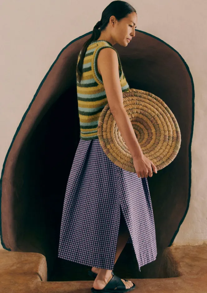 Skirts-TOAST Cotton Gingham Seersucker Skirt Lilac