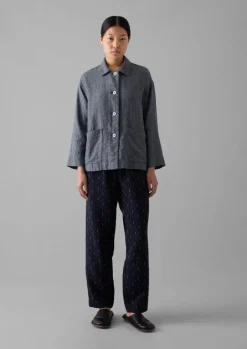 Linen|Loungewear-TOAST Cotton Linen Twill Shirt IndigoBlue