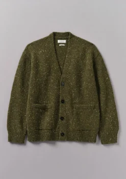 Knitwear-TOAST Donegal Wool V-Neck Cardigan Olive