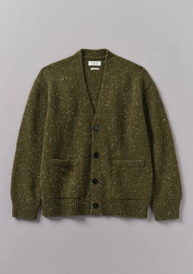 Knitwear-TOAST Donegal Wool V-Neck Cardigan Olive