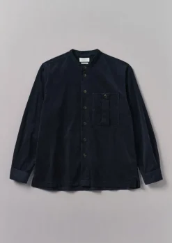 Cord|Shirts-TOAST Dropped Shoulder Organic Cord Grandad Shirt Navy