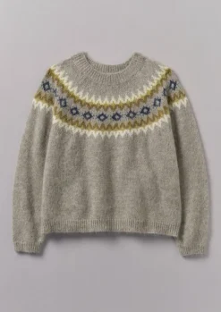 Knitwear-TOAST Fair Isle Yoke Mohair Blend Easy Sweater GreenMulti