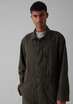 Linen|Workwear-TOAST Garment Dyed Canvas Overalls TentGreen