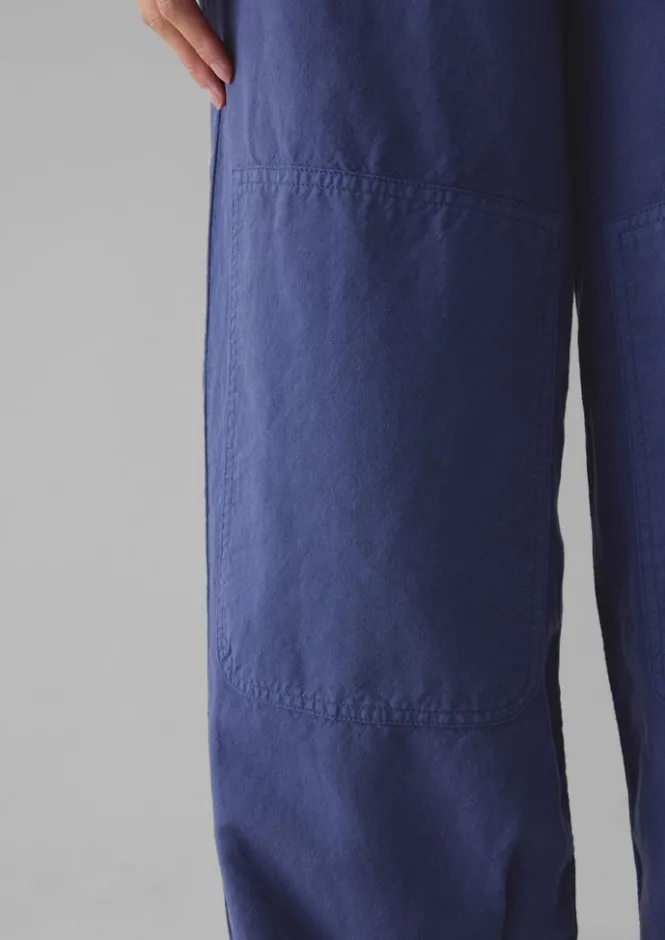 Linen|Trousers-TOAST Garment Dyed Cotton Linen Canvas Trousers Indigo