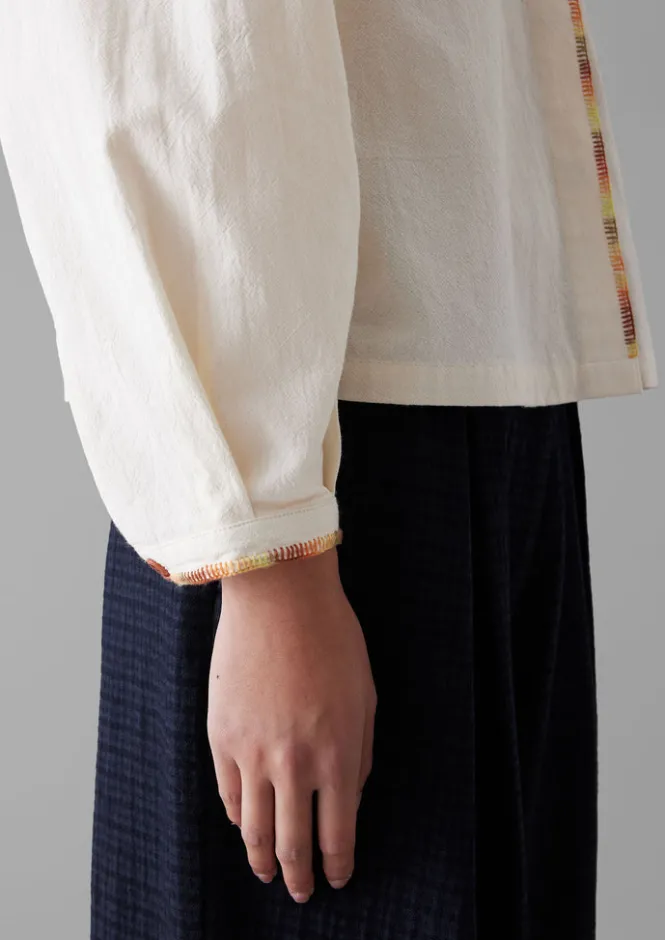 Shirts|Tops & Tees-TOAST Hand Embroidered Textured Cotton Shirt Ecru/Multi