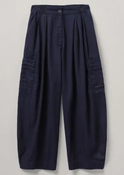 Trousers-TOAST Cotton Twill Wide Leg Trousers Indigo