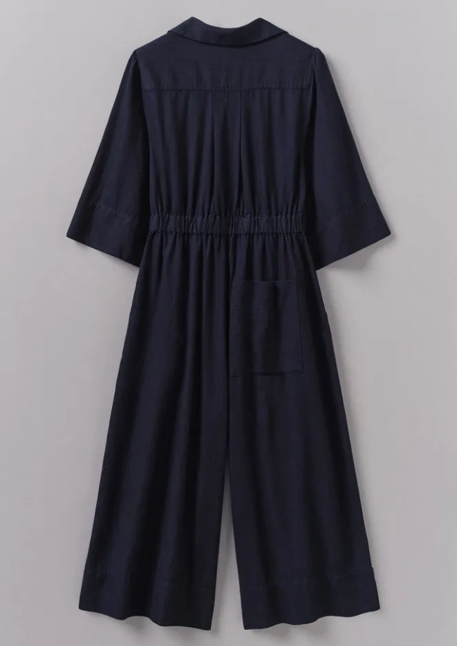 Jumpsuits|Trousers-TOAST Twill Culotte Jumpsuit Indigo
