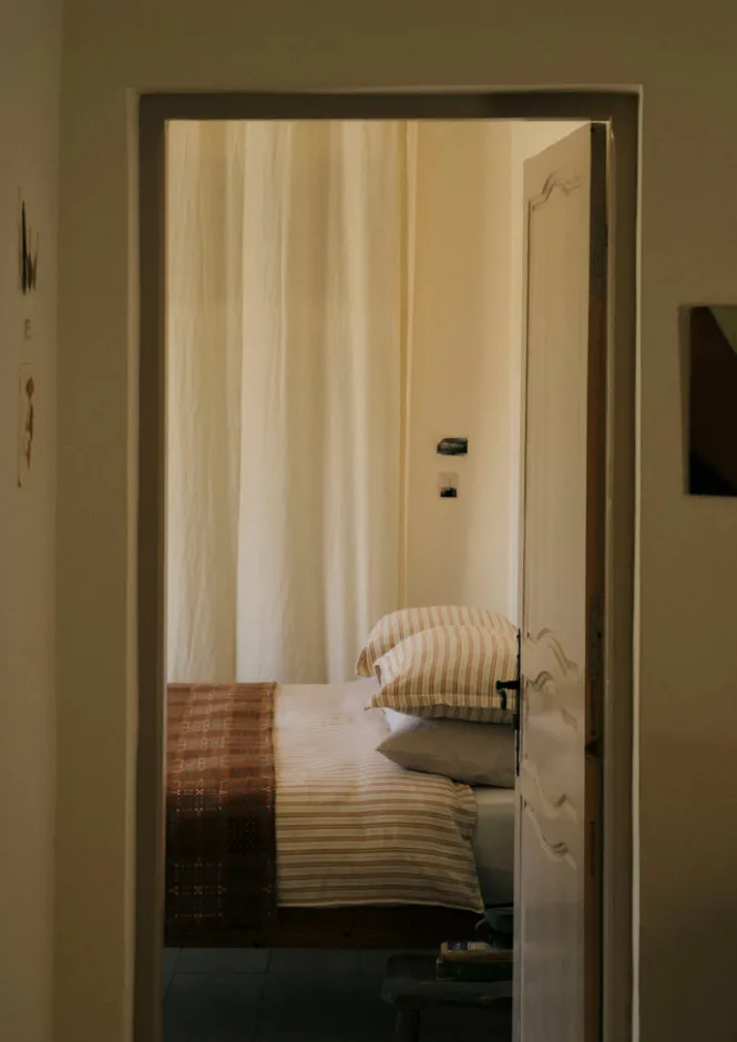 Textiles|Bed Linen-TOAST Ines Flannel Stripe Cotton Duvet Cover Apricot/SoftBlue