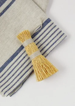 Aprons & Tea Towels-TOAST Irregular Stripe Linen Tea Towel Natural/Blue