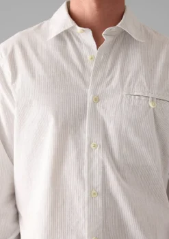 Shirts-TOAST Jet Pocket Fine Stripe Cotton Shirt Ecru/Charcoal