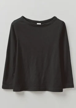 Jersey|Tops & Tees-TOAST Lia Garment Dyed Boat Neck Tee CarbonBlack