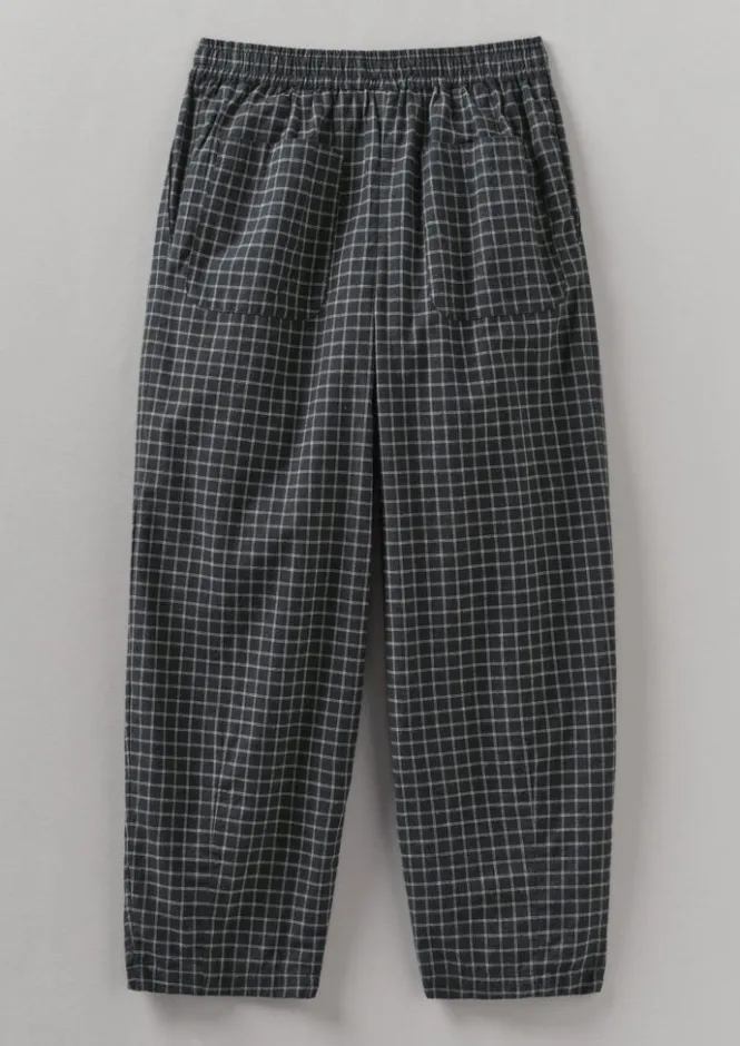 Cashmere|Loungewear-TOAST Minako Graph Check Cotton Cashmere Trousers Slate