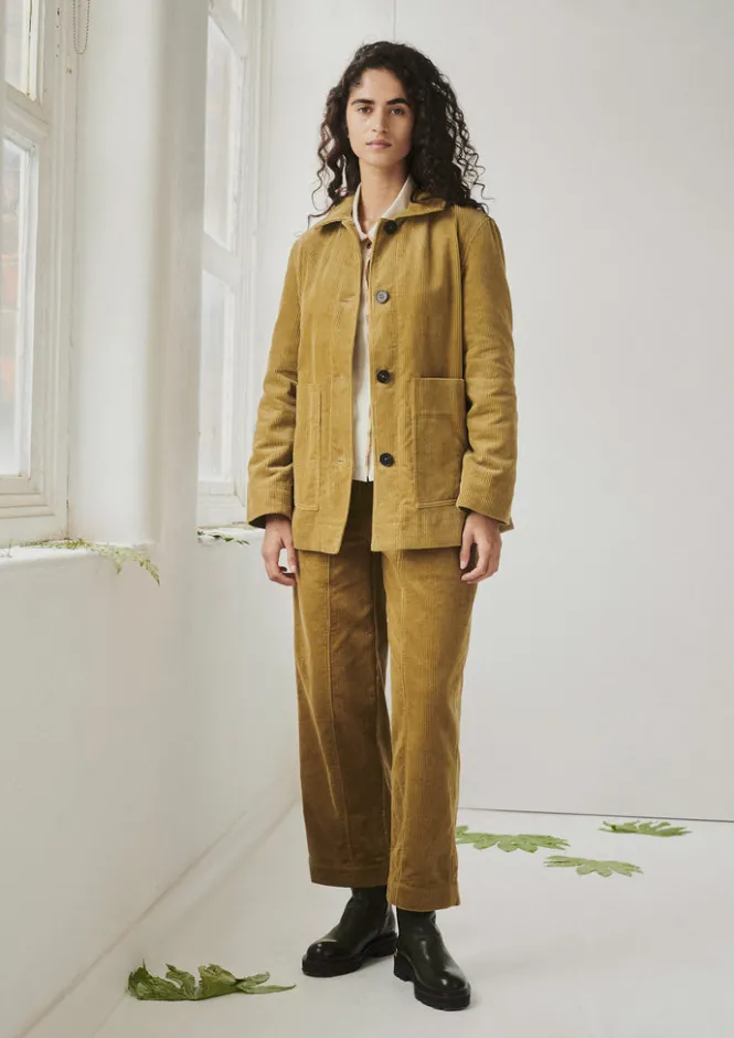 Cord|Workwear-TOAST Panelled Organic Cord Trousers GoldenSand