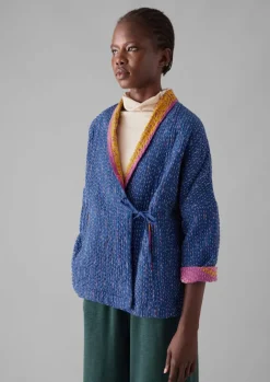 Gowns|Nightwear-TOAST Repurposed Ikat Kantha Jacket Blues