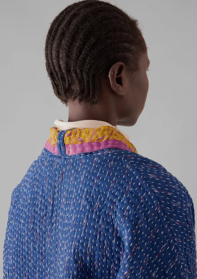Gowns|Nightwear-TOAST Repurposed Ikat Kantha Jacket Blues