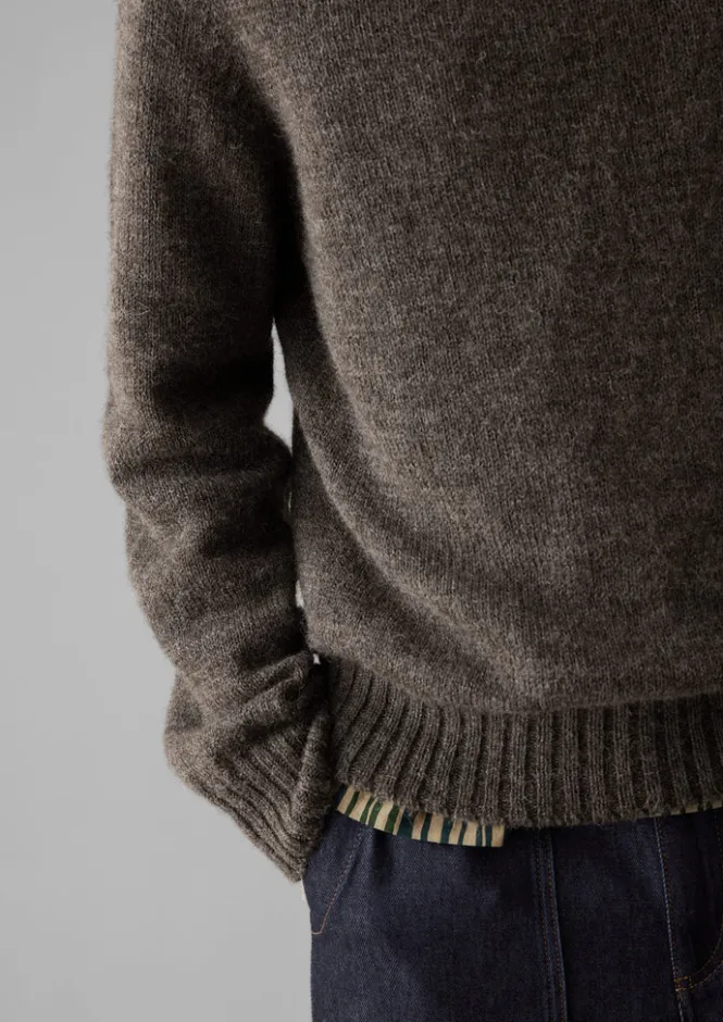 Knitwear-TOAST Seamless Shetland Wool Sweater Grey