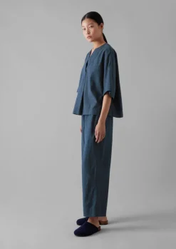 Nightwear-TOAST Sketched Check Cotton Pyjama Trousers Twilight/Ecru
