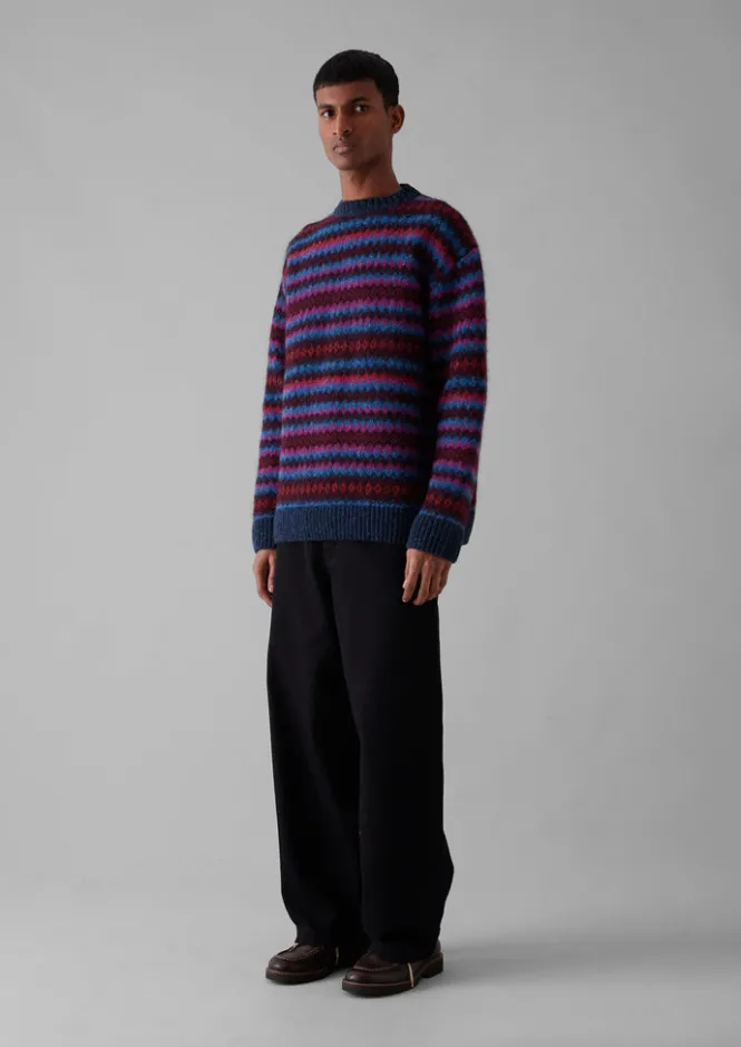 Knitwear-TOAST Soundwave Jacquard Crew Neck Sweater AmethystMulti