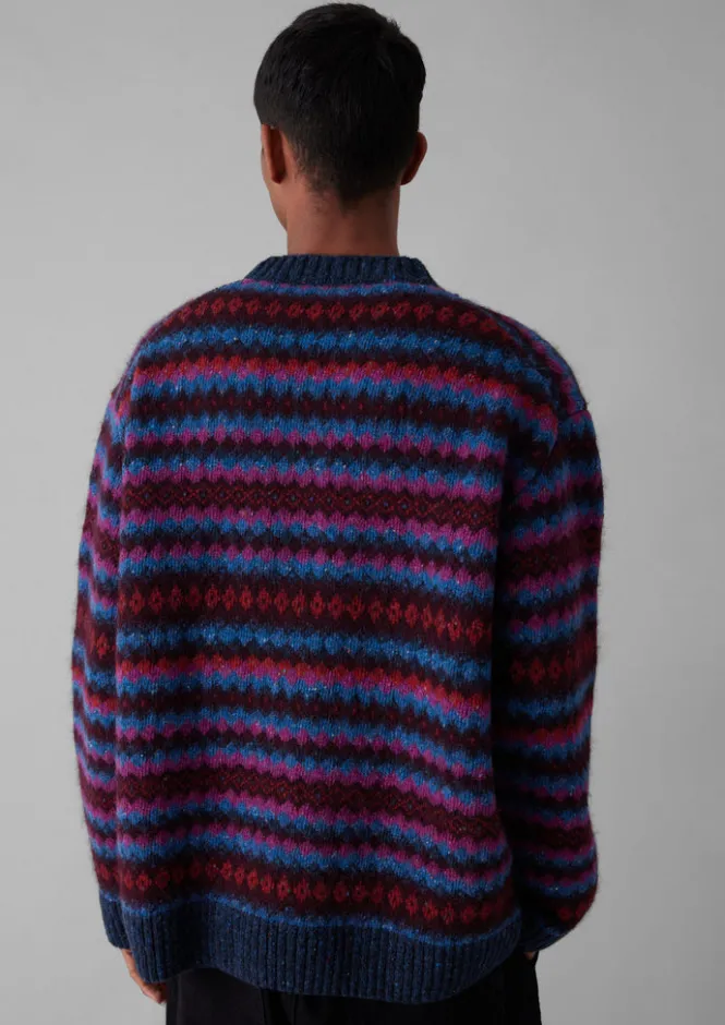 Knitwear-TOAST Soundwave Jacquard Crew Neck Sweater AmethystMulti